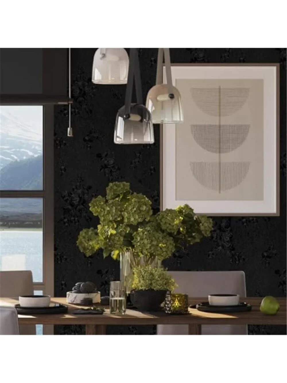 Black Floral Peel Stick Wallpaper Embossed Textured Removable Vinyl Contact